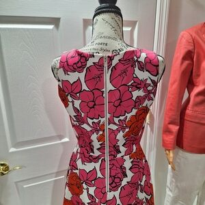 Backless Floral Sheath Dress in Pink & White